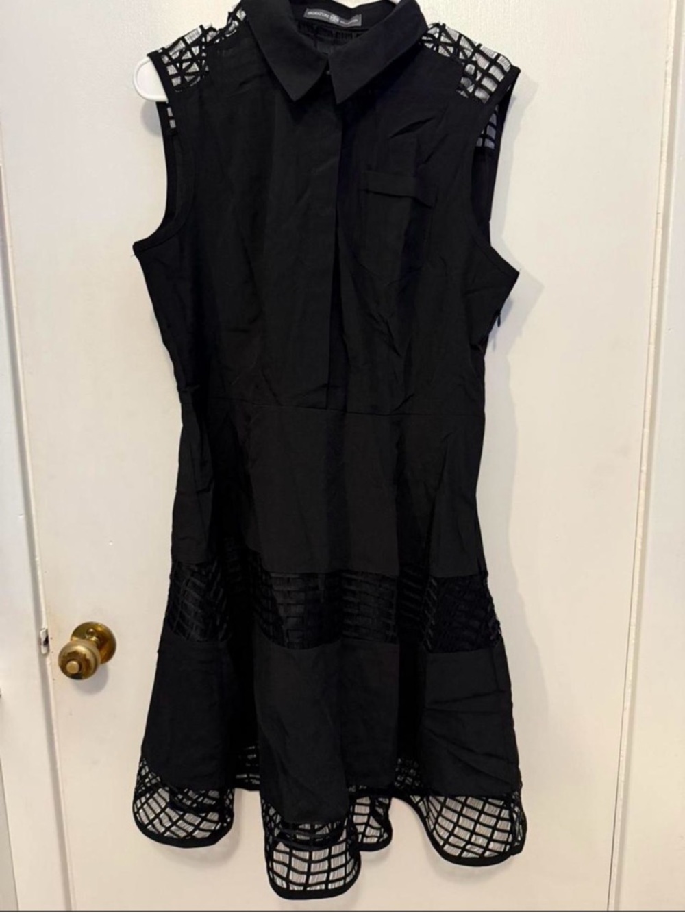 Unique Chic Sleeveless Black Mesh-Trim Dress SZ Large NWOT